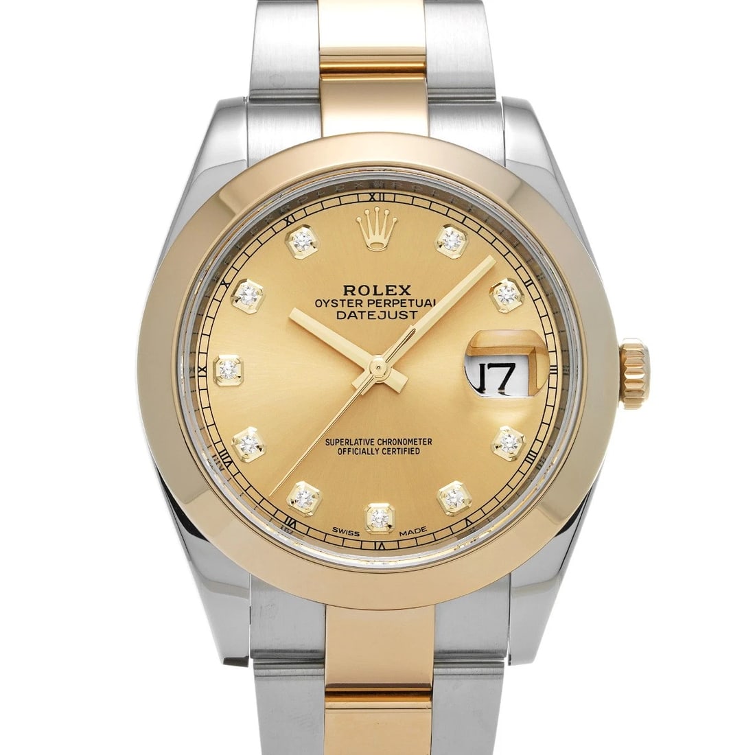 ROLEX DATEJUST CHAMPAGNE DIAMOND WATCH: ROLEX Datejust Champagne diamond Watch Brand: ROLEX Type: Wristwatch Material: Band Material Stainless steel/Yellow Gold, Case Material Stainless steel Color: Dial Color Champagne/diamond 