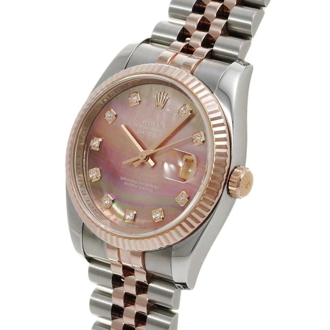 ROLEX DATEJUST BLACK SHELL DIAMOND WATCH - 2