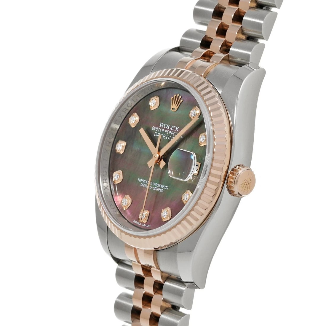 ROLEX DATEJUST BLACK SHELL DIAMOND WATCH - 2