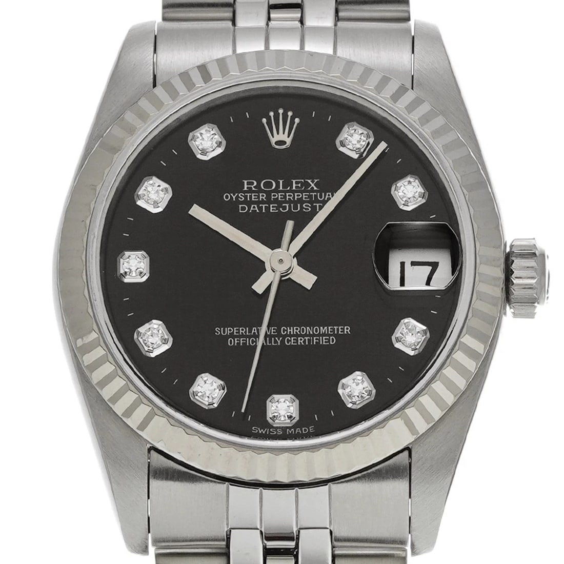 ROLEX DATEJUST BLACK DIAMOND WATCH - 4