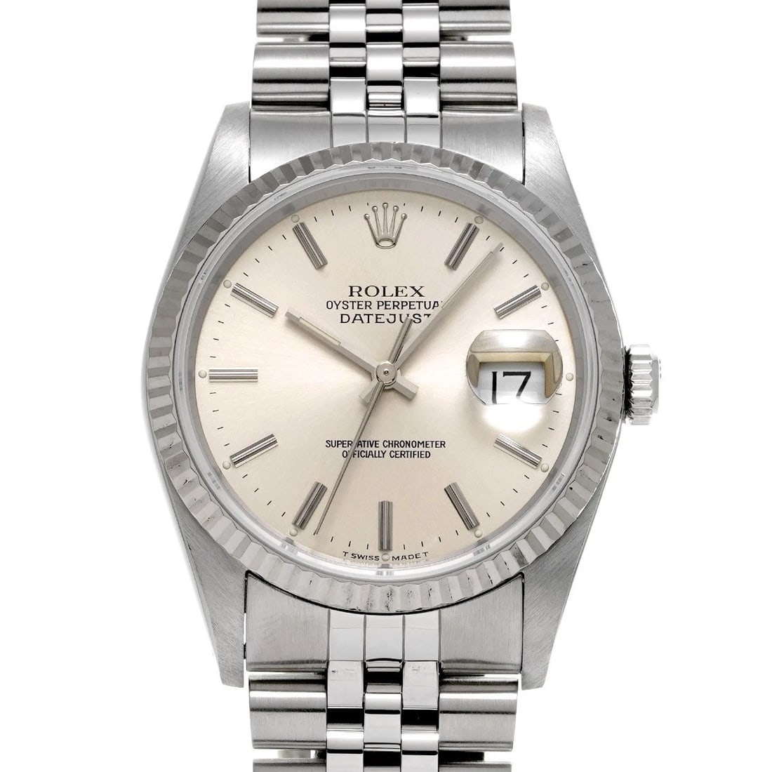 ROLEX DATEJUST SILVER WATCH: ROLEX Datejust Silver Watch Brand: ROLEX Type: Wristwatch Material: Band Material Stainless steel, Case Material Stainless steel Color: Dial Color Silver Size: ??Case? H/about 36mm W/about 36mm D/