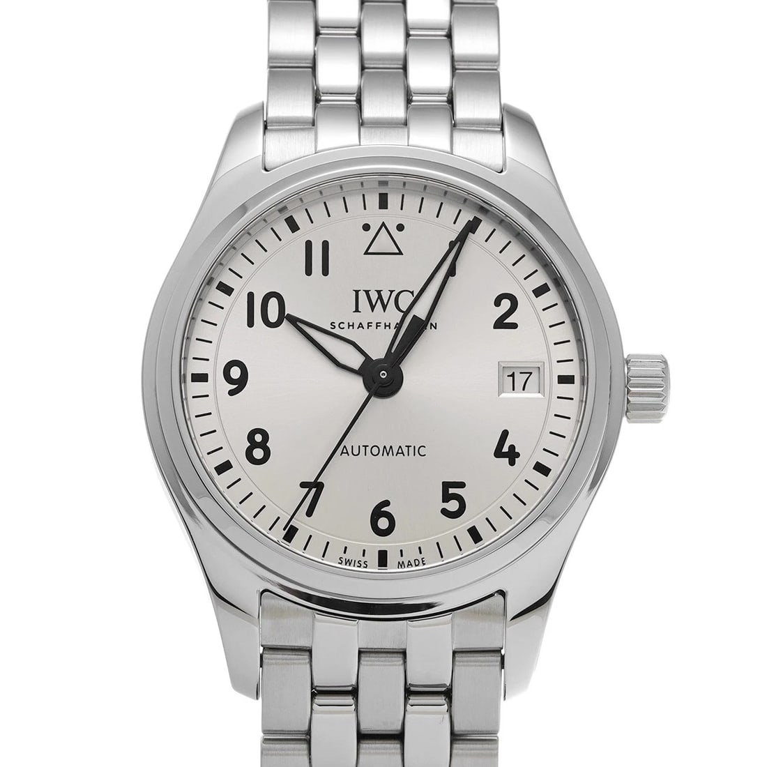 IWC PILOT WATCHSILVER WATCH: IWC Pilot WatchSilver Watch Brand: IWC Type: Wristwatch Material: Band Material Stainless steel, Case Material Stainless steel Color: Dial Color Silver Size: ??Case? H/about 36mm W/about 36mm
