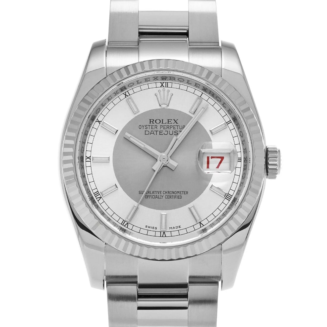 ROLEX DATEJUST SILVER WATCH: ROLEX Datejust Silver Watch Brand: ROLEX Type: Wristwatch Material: Band Material Stainless steel, Case Material Stainless steel Color: Dial Color Silver Size: ??Case? H/about 36mm W/about 36mm D/