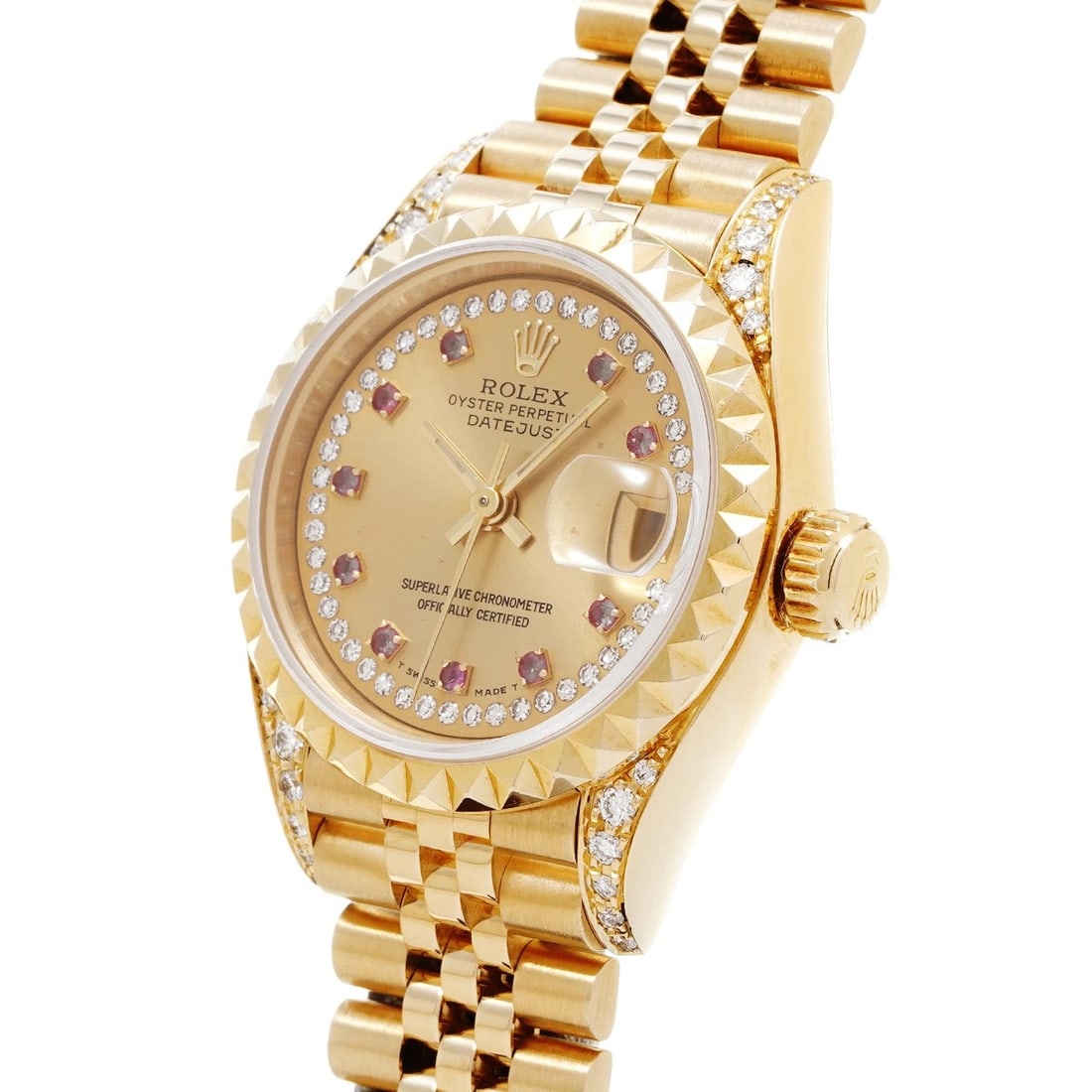 ROLEX DATEJUST CHAMPAGNE DIAMOND RUBY WATCH - 2