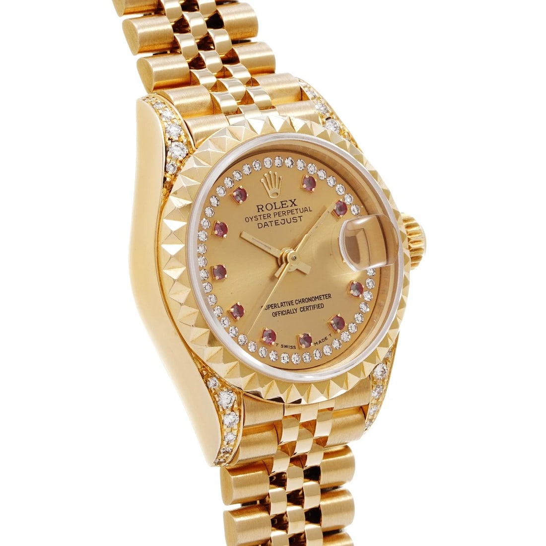 ROLEX DATEJUST CHAMPAGNE DIAMOND RUBY WATCH - 3