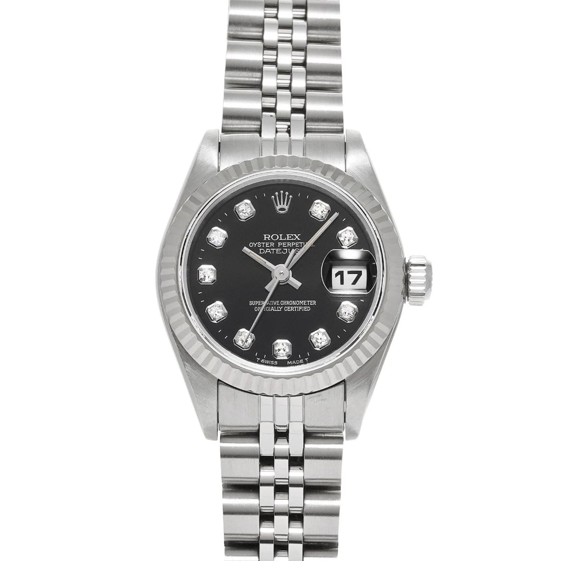 ROLEX DATEJUST BLACK DIAMOND WATCH: ROLEX Datejust black diamond Watch Brand: ROLEX Type: Wristwatch Material: Band Material Stainless steel, Case Material Stainless steel Color: Dial Color black/diamond Size: ??Case? H/about