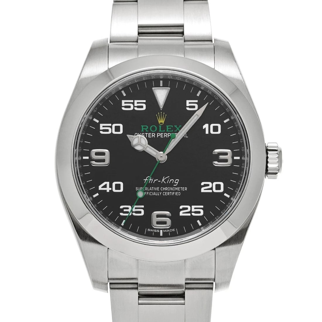 ROLEX AIR KING BLACK WATCH: ROLEX Air King black Watch Brand: ROLEX Type: Wristwatch Material: Band Material Stainless steel, Case Material Stainless steel Color: Dial Color black Size: ??Case? H/about 40mm W/about 40mm