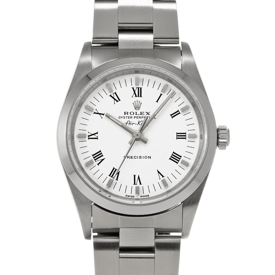 ROLEX AIR KING WHITE WATCH: ROLEX Air King white Watch Brand: ROLEX Type: Wristwatch Material: Band Material Stainless steel, Case Material Stainless steel Color: Dial Color white Size: ??Case? H/about 34mm W/about 34mm
