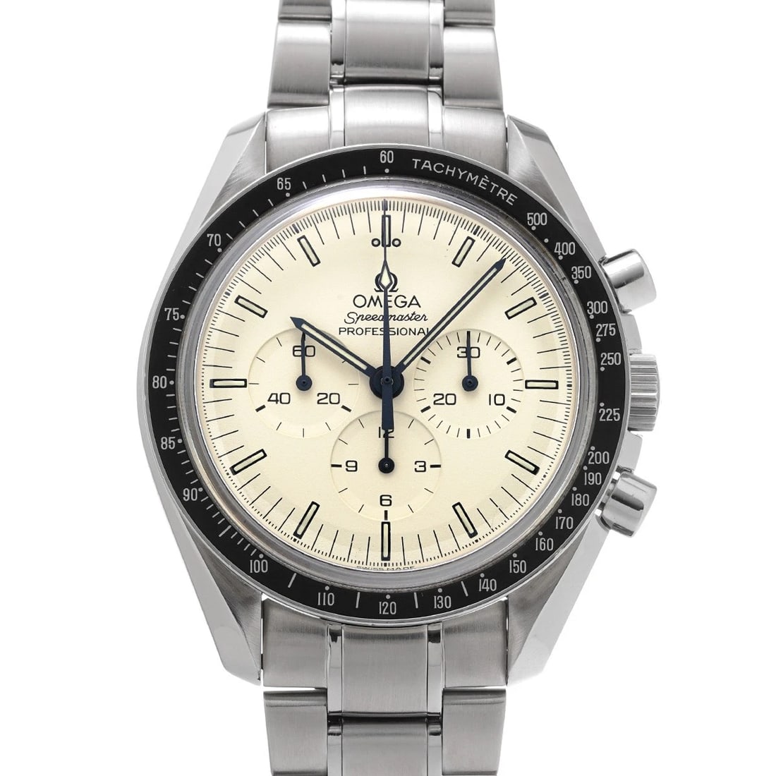 OMEGA SPEEDMASTER IVORY WATCH: OMEGA Speedmaster Ivory Watch Brand: OMEGA Type: Wristwatch Material: Band Material Stainless steel, Case Material Stainless steel Color: Dial Color Ivory Size: ??Case? H/about 42mm W/about