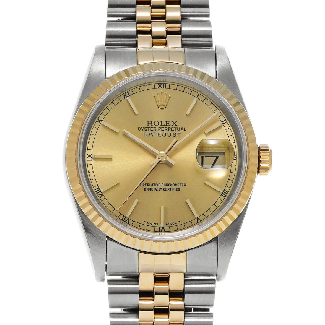 ROLEX DATEJUST CHAMPAGNE WATCH: ROLEX Datejust Champagne Watch Brand: ROLEX Type: Wristwatch Material: Band Material Stainless steel/Yellow Gold, Case Material Stainless steel Color: Dial Color Champagne Size: ??Case?