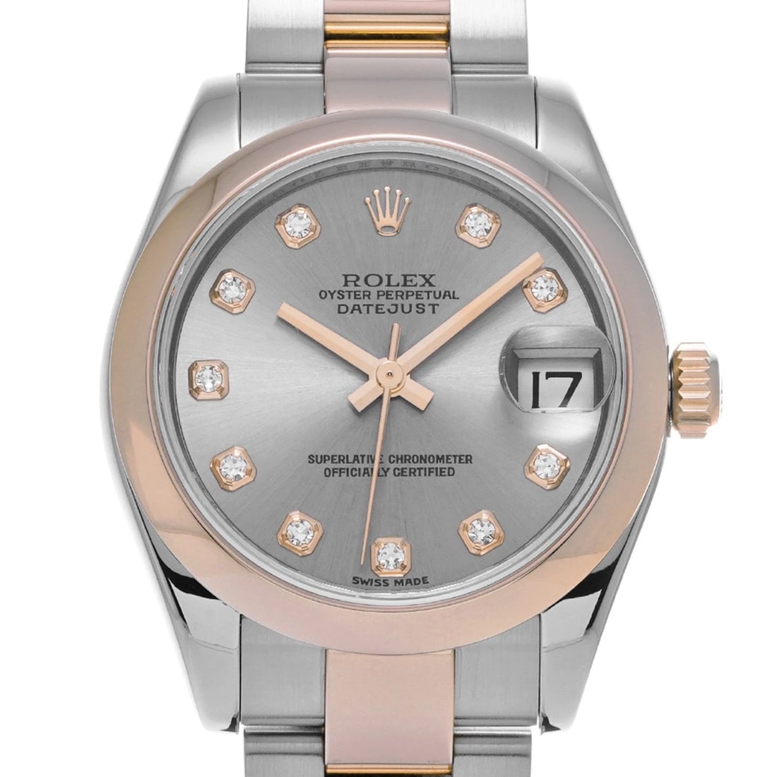 ROLEX DATEJUST SILVER DIAMOND WATCH - 4