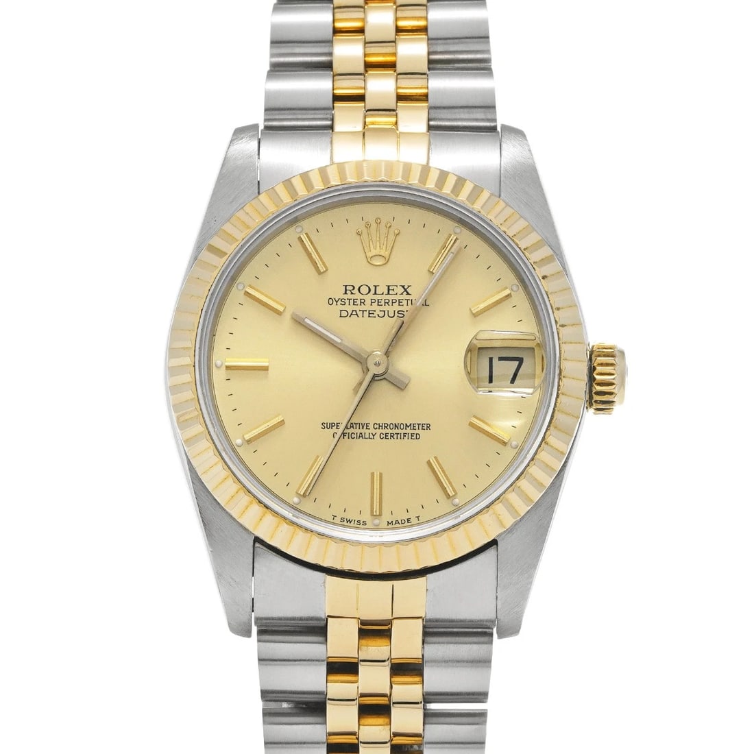 ROLEX DATEJUST CHAMPAGNE WATCH: ROLEX Datejust Champagne Watch Brand: ROLEX Type: Wristwatch Material: Band Material Stainless steel/Yellow Gold, Case Material Stainless steel Color: Dial Color Champagne Size: ??Case? H/about 31