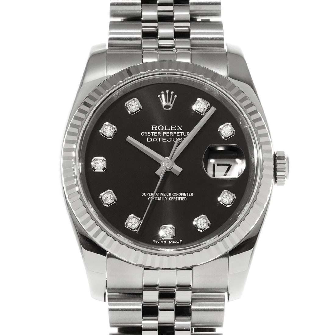 ROLEX DATEJUST BLACK DIAMOND WATCH (1 of 4)