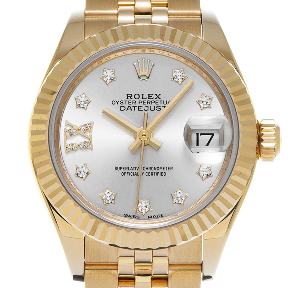 ROLEX DATEJUST SILVER DIAMOND WATCH - 4