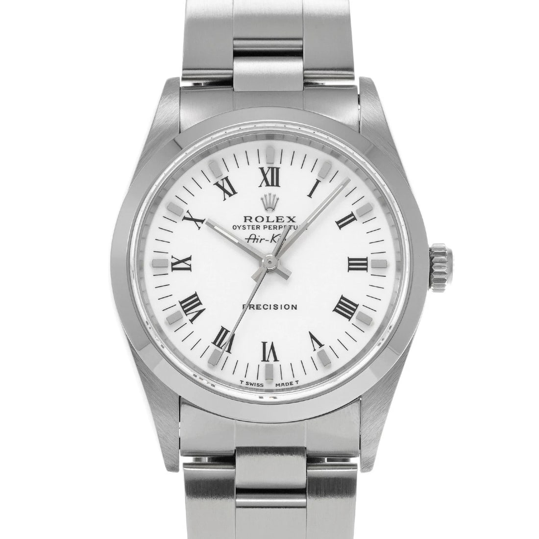 ROLEX AIR KING WHITE WATCH: ROLEX Air King white Watch Brand: ROLEX Type: Wristwatch Material: Band Material Stainless steel, Case Material Stainless steel Color: Dial Color white Size: ??Case? H/about 34mm W/about 34mm D/ab
