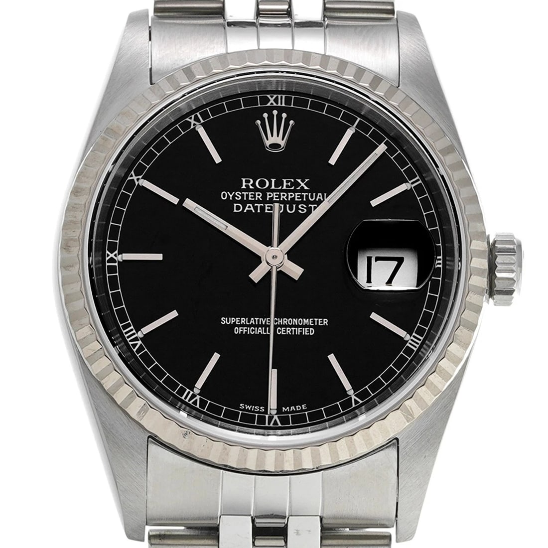 ROLEX DATEJUST BLACK WATCH - 4