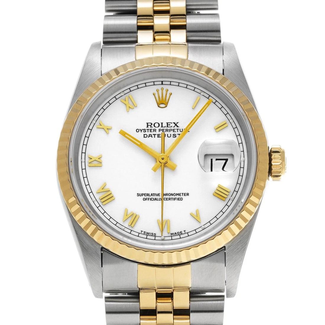 ROLEX DATEJUST WHITE WATCH: ROLEX Datejust white Watch Brand: ROLEX Type: Wristwatch Material: Band Material Stainless steel/Yellow Gold, Case Material Stainless steel Color: Dial Color white Size: ??Case? H/about 36mm