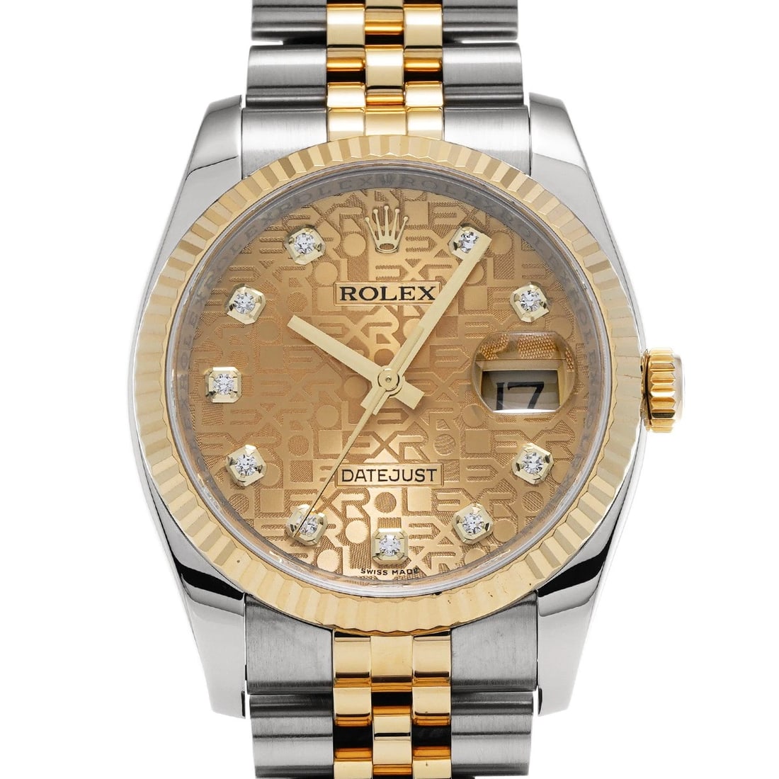 ROLEX DATEJUST CHAMPAGNE COMPUTER DIAMOND WATCH: ROLEX Datejust Champagne computer diamond Watch Brand: ROLEX Type: Wristwatch Material: Band Material Stainless steel/Yellow Gold, Case Material Stainless steel Color: Dial Color Champagne