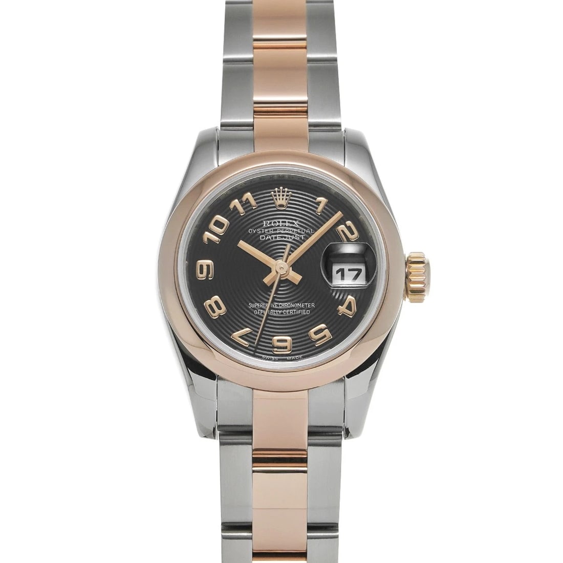 ROLEX DATEJUST BLACK CONCENTRIC WATCH: ROLEX Datejust black concentric Watch Brand: ROLEX Type: Wristwatch Material: Band Material Stainless steel/Everrose gold, Case Material Stainless steel Color: Dial Color black concentric 