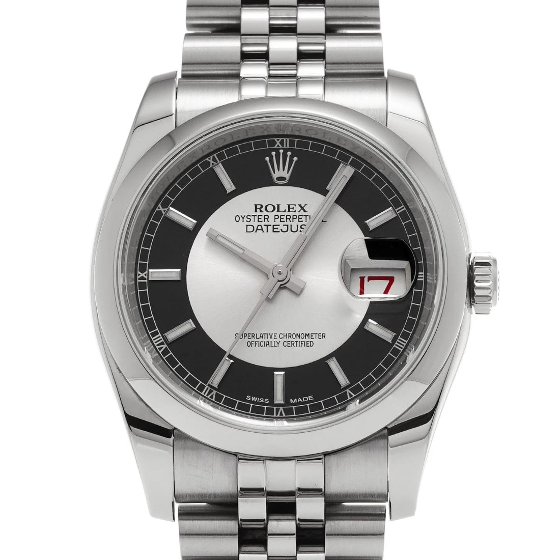 ROLEX DATEJUST BLACK CONCENTRIC WATCH: ROLEX Datejust black concentric Watch Brand: ROLEX Type: Wristwatch Material: Band Material Stainless steel, Case Material Stainless steel Color: Dial Color black concentric Size: ??Case?