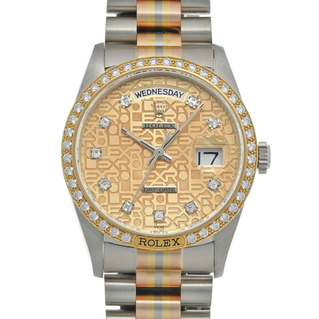 ROLEX TRIDOR COPPER DIAMOND WATCH: ROLEX Tridor Copper diamond Watch Brand: ROLEX Type: Wristwatch Material: Band Material White gold/toridor, Case Material White gold Color: Dial Color Copper/diamond Size: ??Case? H/about 36mm