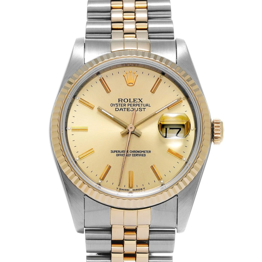 ROLEX DATEJUST CHAMPAGNE WATCH: ROLEX Datejust Champagne Watch Brand: ROLEX Type: Wristwatch Material: Band Material Stainless steel/Yellow Gold, Case Material Stainless steel Color: Dial Color Champagne Size: ??Case?