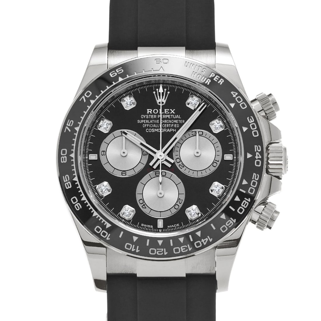 ROLEX COSMOGRAPH DAYTONA BRIGHT BLACK SILVER DIAMOND WATCH (1 of 4)