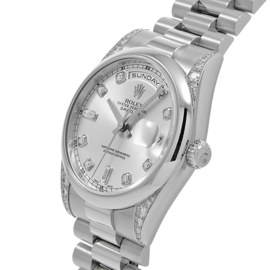 ROLEX SILVER DIAMOND WATCH - 2