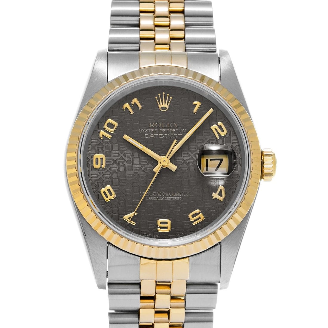 ROLEX DATEJUST BLACK COMPUTER WATCH: ROLEX Datejust Black computer Watch Brand: ROLEX Type: Wristwatch Material: Band Material Stainless steel/Yellow Gold, Case Material Stainless steel Color: Dial Color Black computer Size: ??Case?