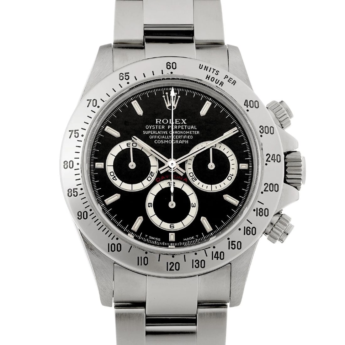 ROLEX COSMOGRAPH DAYTONA BLACK WATCH: ROLEX Cosmograph Daytona black Watch Brand: ROLEX Type: Wristwatch Material: Band Material Stainless steel, Case Material Stainless steel Color: Dial Color black Size: ??Case? H/about 40mm
