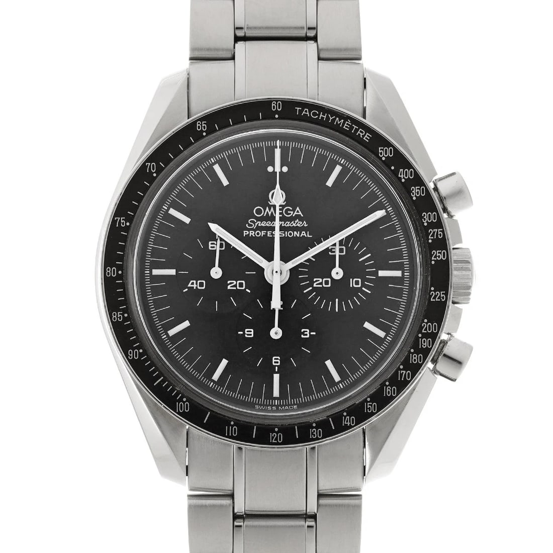 OMEGA SPEEDMASTER BLACK WATCH: OMEGA Speedmaster black Watch Brand: OMEGA Type: Wristwatch Material: Band Material Stainless steel, Case Material Stainless steel Color: Dial Color black Size: ??Case? H/about 42mm W/about