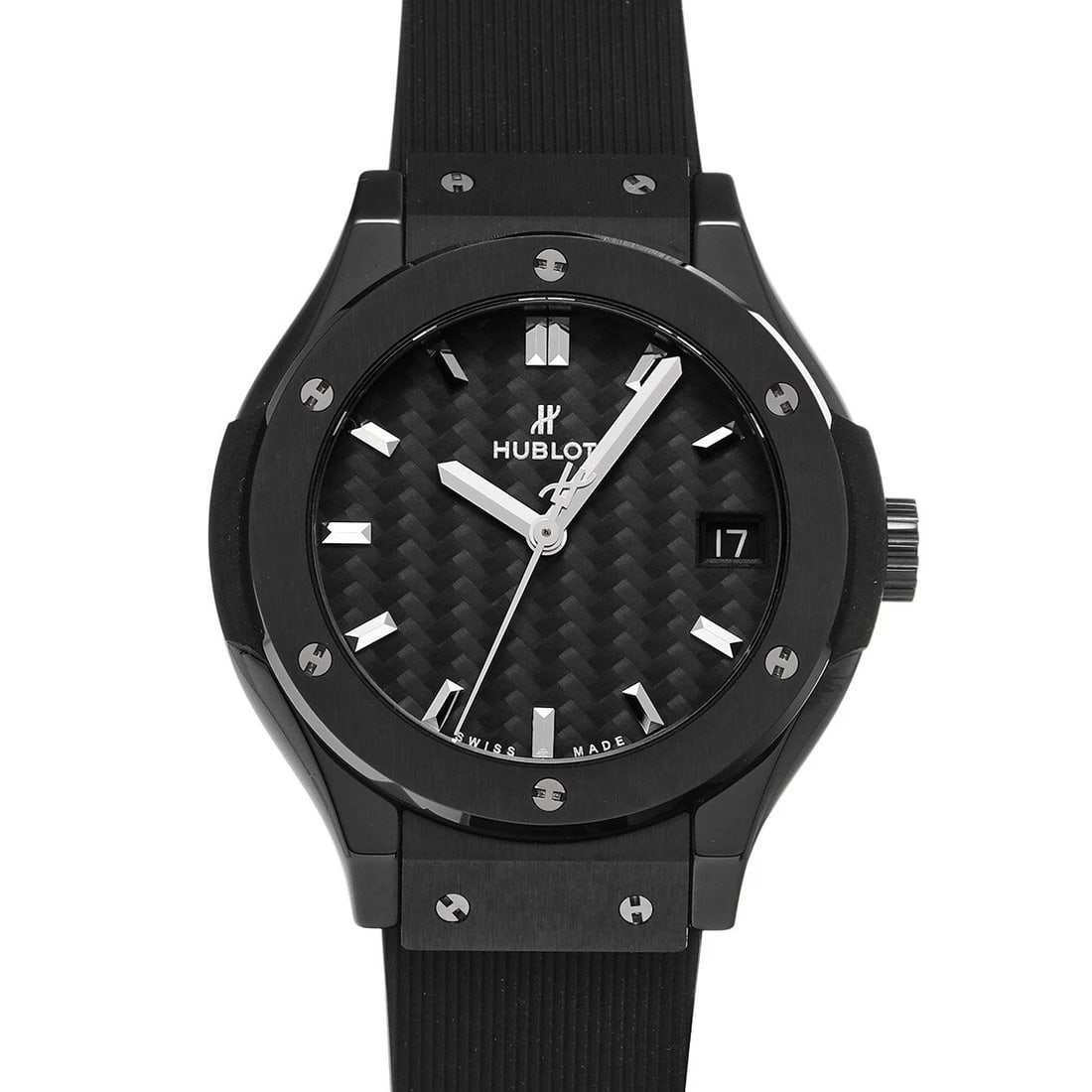HUBLOT CLASSIC FUSION BLACK WATCH: HUBLOT Classic fusion black Watch Brand: HUBLOT Type: Wristwatch Material: Band Material rubber, Case Material ceramic Color: Dial Color Dial Color black Band Color black Size: ??Case? H/about