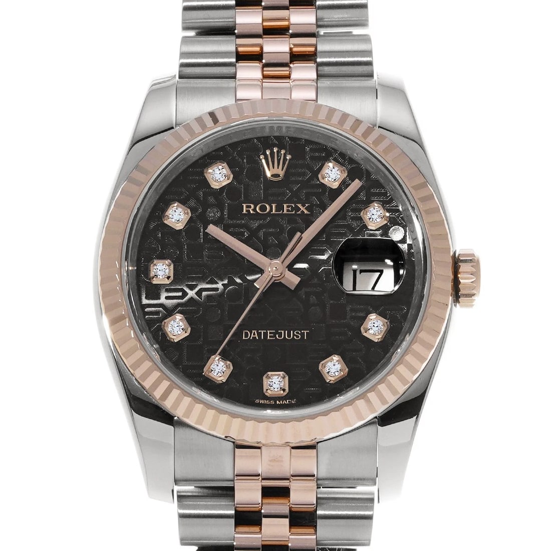 ROLEX DATEJUST BLACK COMPUTER DIAMOND WATCH: ROLEX Datejust Black computer diamond Watch Brand: ROLEX Type: Wristwatch Material: Band Material Stainless steel/Everrose gold, Case Material Stainless steel Color: Dial Color Black computer/diamo