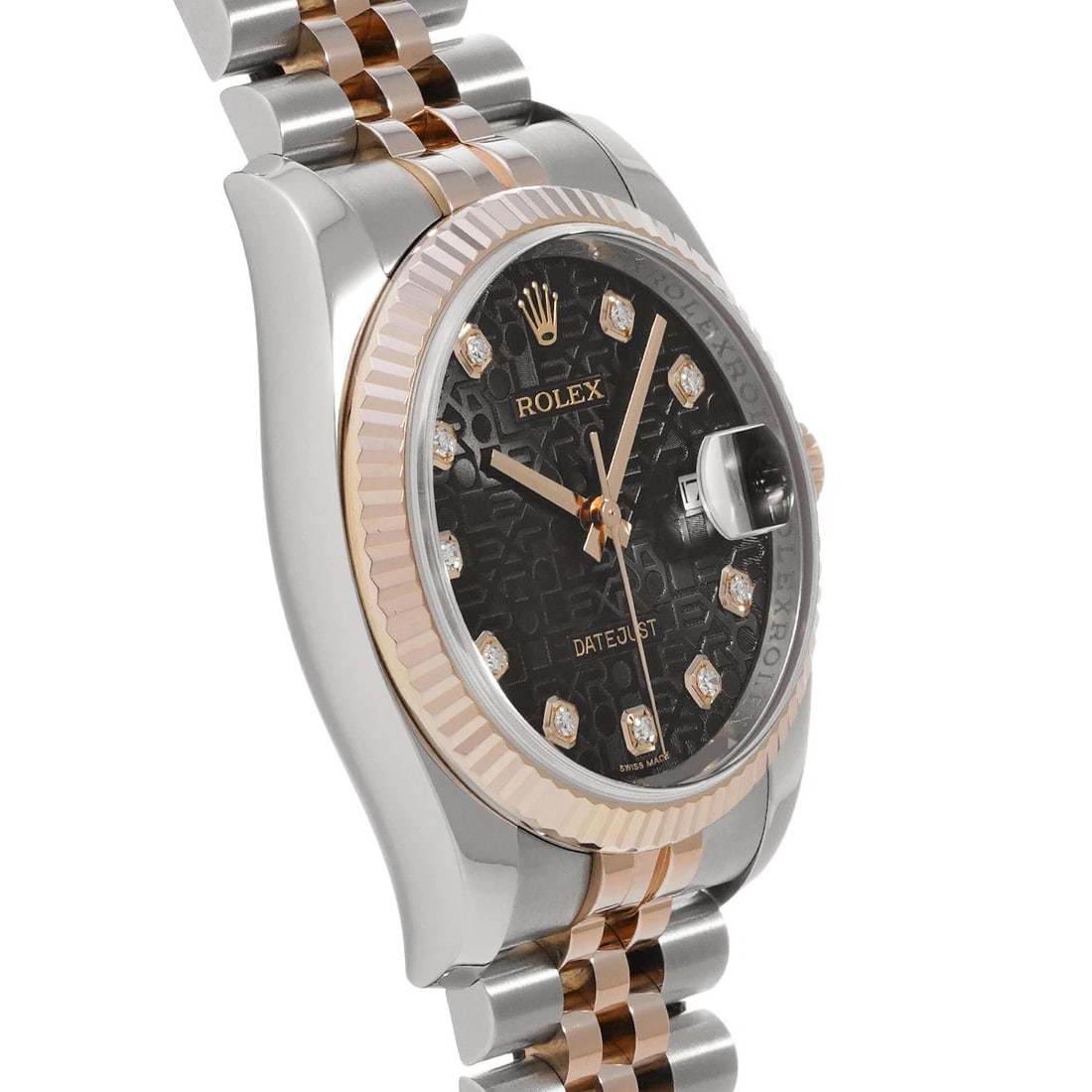 ROLEX DATEJUST BLACK COMPUTER DIAMOND WATCH - 3