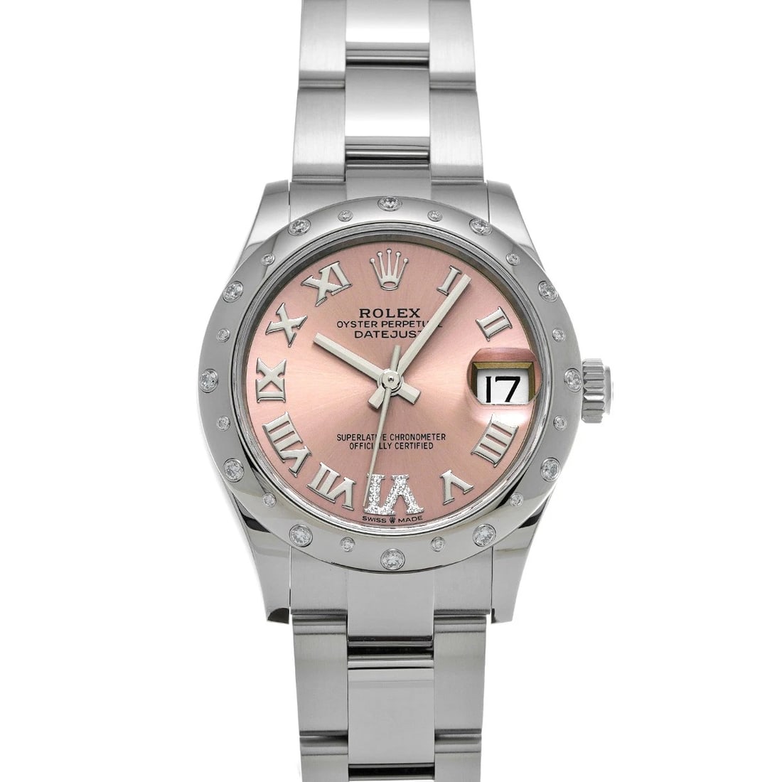 ROLEX DATEJUST PINK DIAMOND WATCH: ROLEX Datejust pink diamond Watch Brand: ROLEX Type: Wristwatch Material: Band Material Stainless steel, Case Material Stainless steel Color: Dial Color pink/diamond Size: ??Case? H/about 31mm