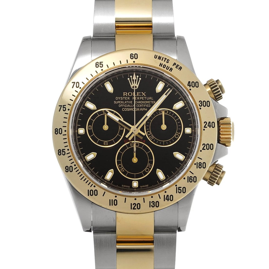 ROLEX COSMOGRAPH DAYTONA BLACK WATCH: ROLEX Cosmograph Daytona black Watch Brand: ROLEX Type: Wristwatch Material: Band Material Stainless steel/Yellow Gold, Case Material Stainless steel Color: Dial Color black Size: ??Case?