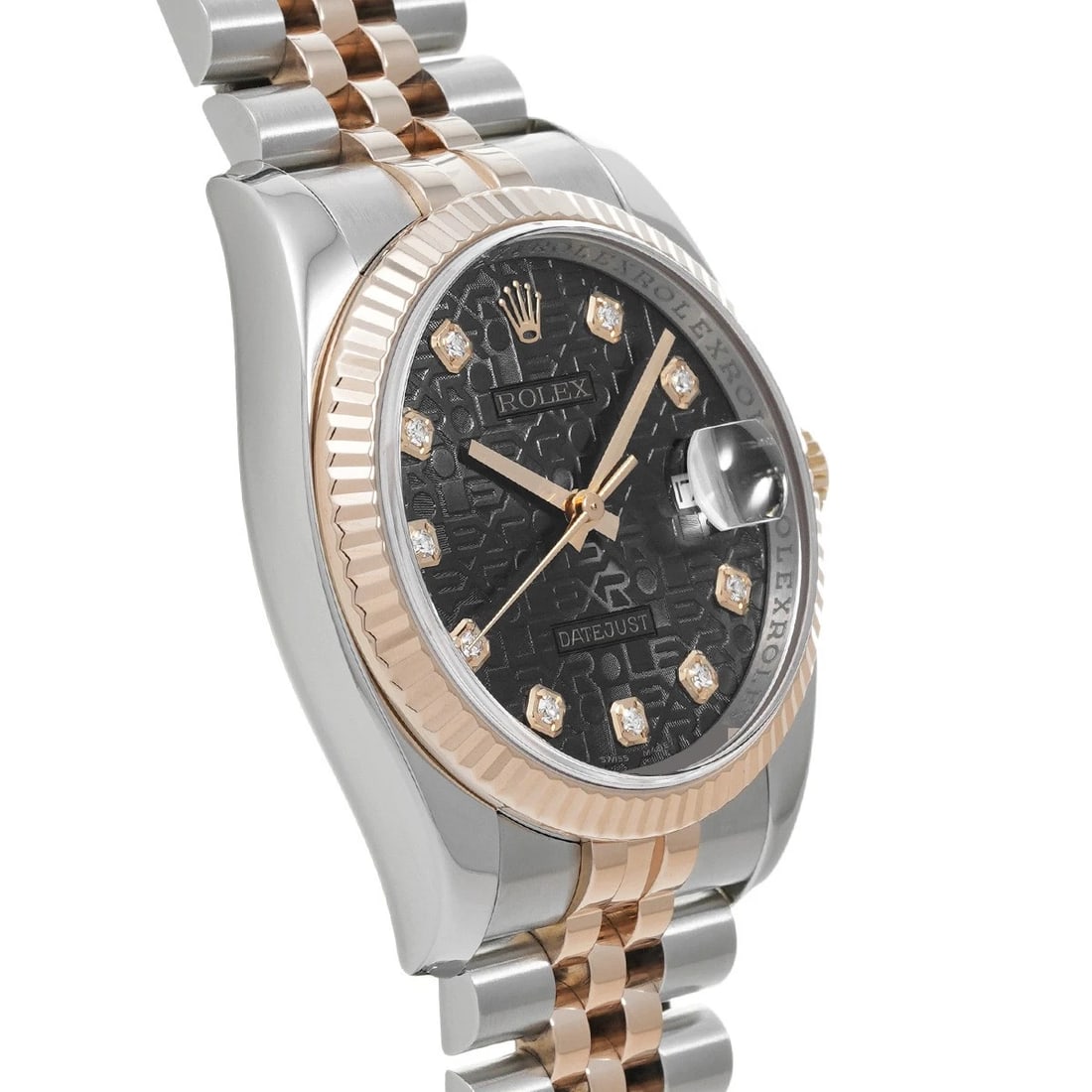 ROLEX DATEJUST BLACK COMPUTER DIAMOND WATCH - 3