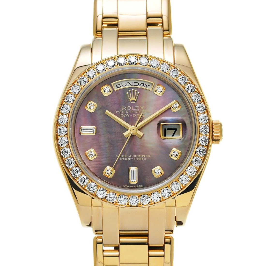 ROLEX PEARLMASTER BLACK SHELL DIAMOND WATCH: ROLEX Pearlmaster Black shell diamond Watch Brand: ROLEX Type: Wristwatch Material: Band Material Yellow Gold, Case Material Yellow Gold Color: Dial Color Black shell/diamond Size: ??Case?