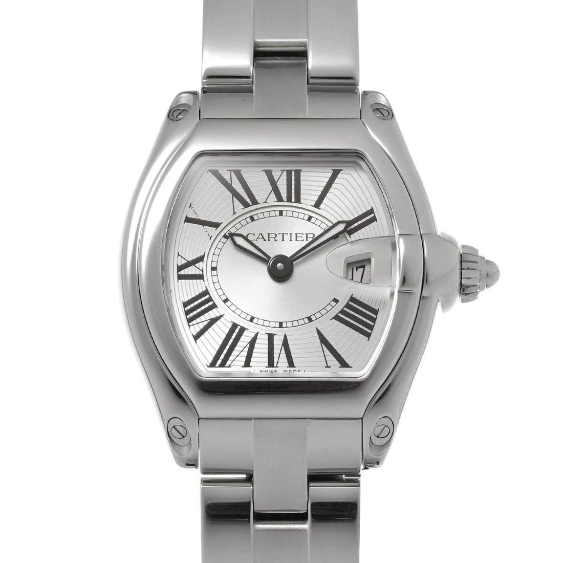 CARTIER ROADSTER SILVER WATCH: CARTIER Roadster Silver Watch Brand: CARTIER Type: Wristwatch Material: Band Material Stainless steel, Case Material Stainless steel Color: Dial Color Silver Size: ??Case? H/about 37mm W/about