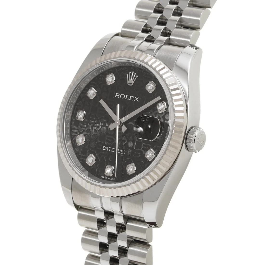 ROLEX DATEJUST BLACK COMPUTER DIAMOND WATCH - 2