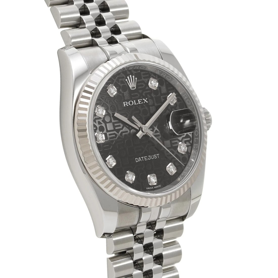ROLEX DATEJUST BLACK COMPUTER DIAMOND WATCH - 3