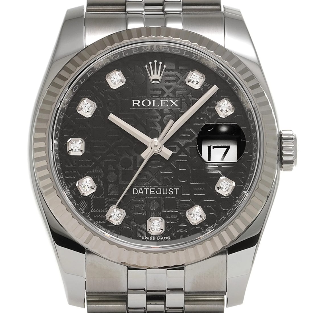ROLEX DATEJUST BLACK COMPUTER DIAMOND WATCH - 4