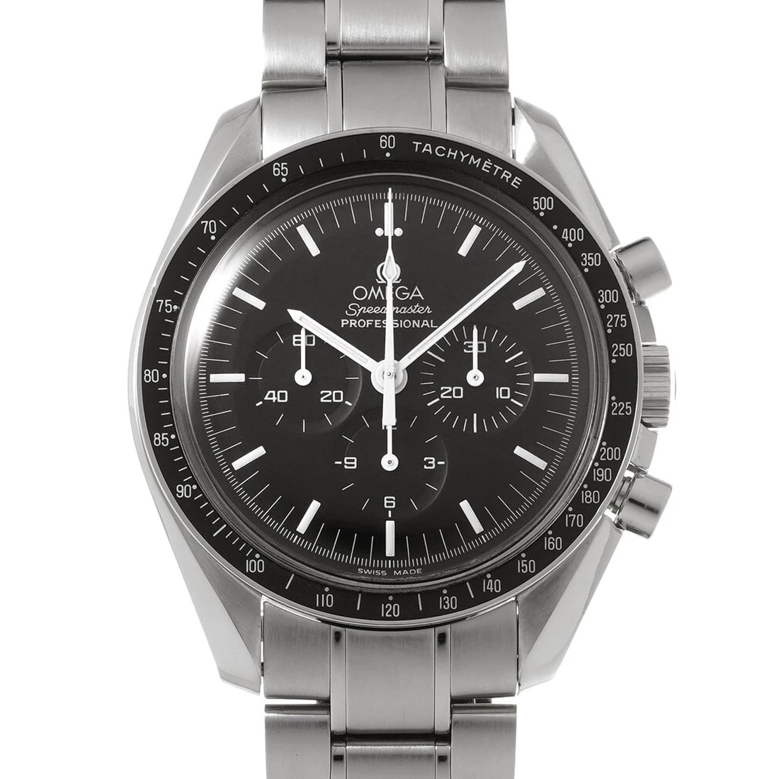 OMEGA SPEEDMASTER BLACK WATCH: OMEGA Speedmaster black Watch Brand: OMEGA Type: Wristwatch Material: Band Material Stainless steel, Case Material Stainless steel Color: Dial Color black Size: ??Case? H/about 42mm W/about