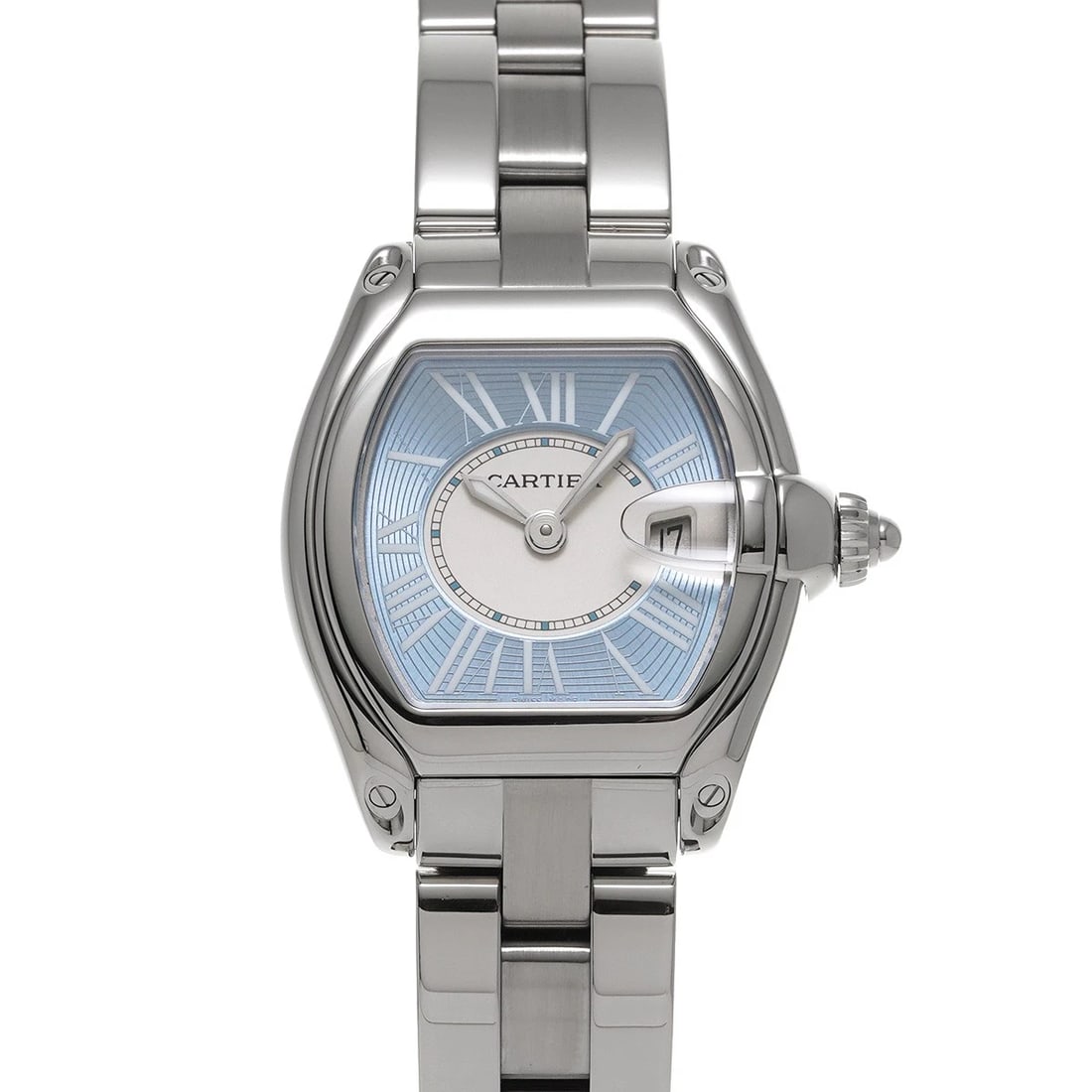 CARTIER ROADSTER BLUE SILVER WATCH: CARTIER Roadster blue Silver Watch Brand: CARTIER Type: Wristwatch Material: Band Material Stainless steel, Case Material Stainless steel Color: Dial Color blue/Silver Size: ??Case? H/about