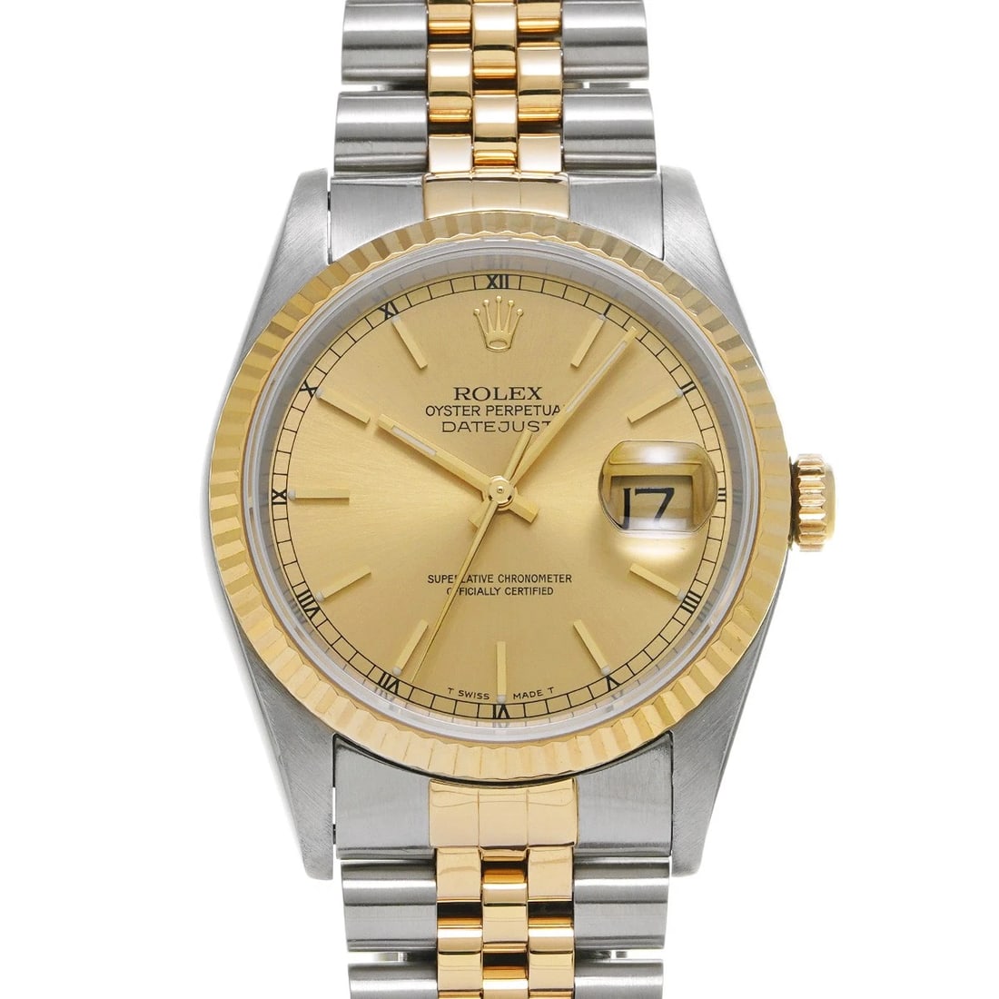 ROLEX DATEJUST CHAMPAGNE WATCH: ROLEX Datejust Champagne Watch Brand: ROLEX Type: Wristwatch Material: Band Material Stainless steel/Yellow Gold, Case Material Stainless steel Color: Dial Color Champagne Size: ??Case?