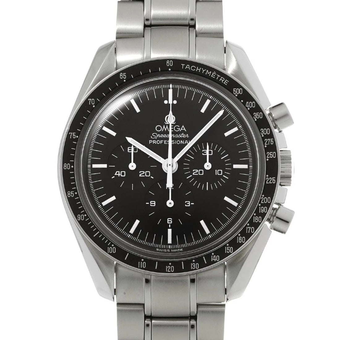 OMEGA SPEEDMASTER BLACK WATCH: OMEGA Speedmaster black Watch Brand: OMEGA Type: Wristwatch Material: Band Material Stainless steel, Case Material Stainless steel Color: Dial Color black Size: ??Case? H/about 42mm W/about