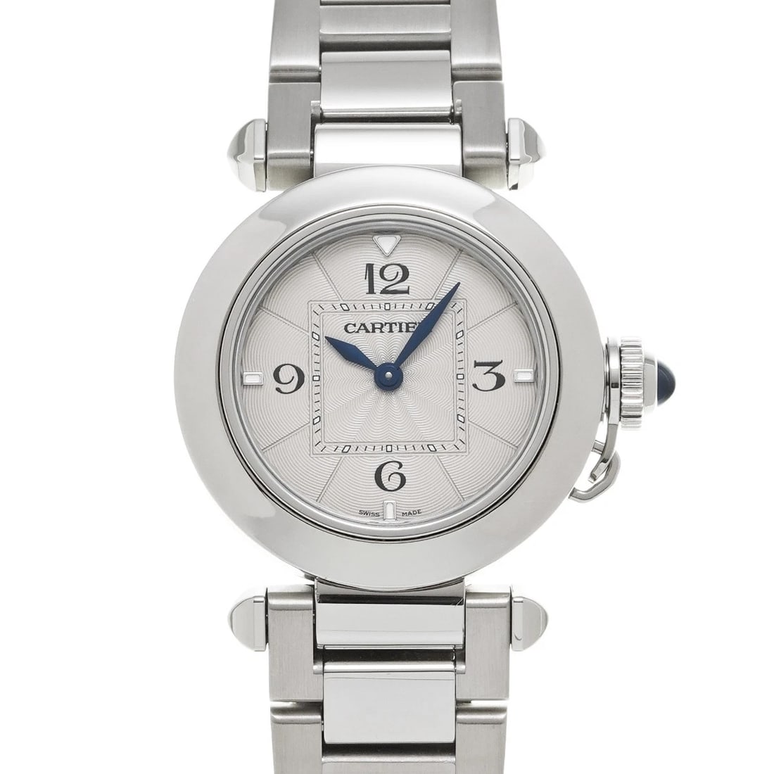 CARTIER PASHA SILVER WATCH: CARTIER Pasha Silver Watch Brand: CARTIER Type: Wristwatch Material: Band Material Stainless steel, Case Material Stainless steel Color: Dial Color Silver Size: ??Case? H/about 30mm W/about