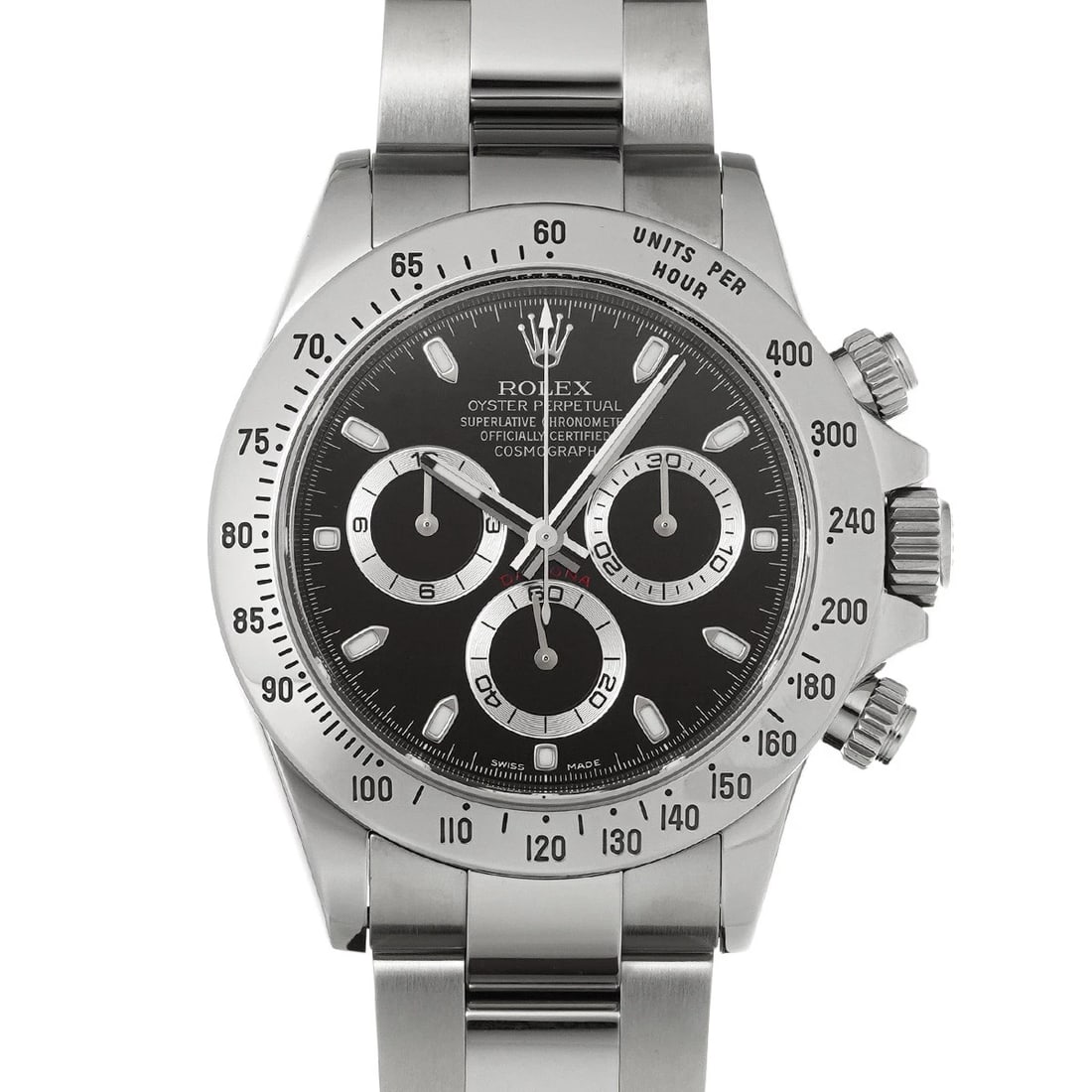 ROLEX COSMOGRAPH DAYTONA BLACK WATCH: ROLEX Cosmograph Daytona black Watch Brand: ROLEX Type: Wristwatch Material: Band Material Stainless steel, Case Material Stainless steel Color: Dial Color black Size: ??Case? H/about 40mm
