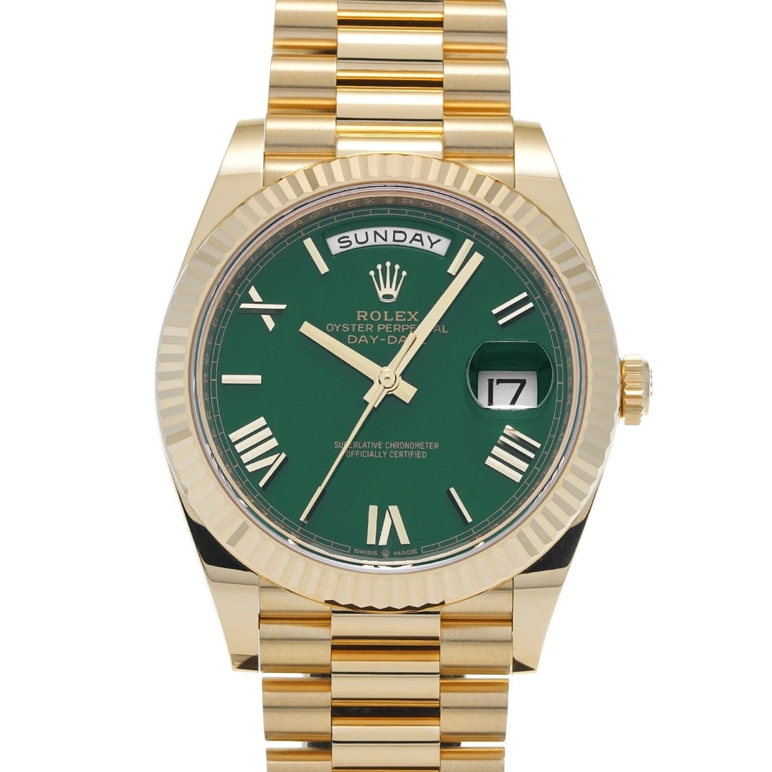 ROLEX GREEN WATCH: ROLEX green Watch Brand: ROLEX Type: Wristwatch Material: Band Material Yellow Gold, Case Material Yellow Gold Color: Dial Color green Size: ??Case? H/about 40mm W/about 40mm D/about 12mm lug widt