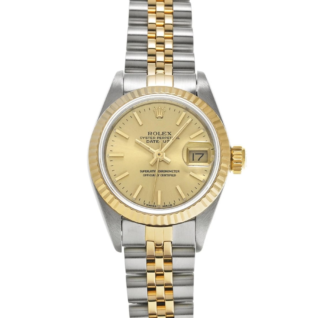 ROLEX DATEJUST CHAMPAGNE WATCH: ROLEX Datejust Champagne Watch Brand: ROLEX Type: Wristwatch Material: Band Material Stainless steel/Yellow Gold, Case Material Stainless steel Color: Dial Color Champagne Size: ??Case? H/about 26